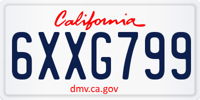 CA license plate 6XXG799