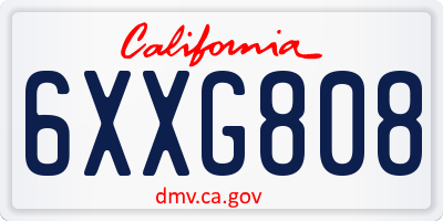 CA license plate 6XXG808
