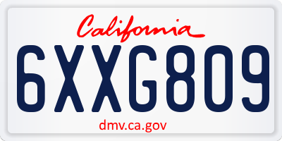 CA license plate 6XXG809