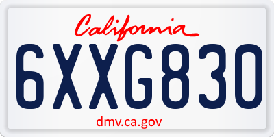 CA license plate 6XXG830