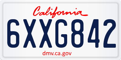 CA license plate 6XXG842