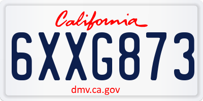 CA license plate 6XXG873