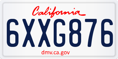 CA license plate 6XXG876