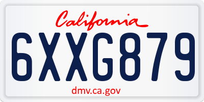 CA license plate 6XXG879