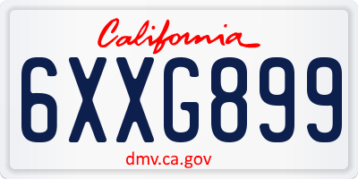 CA license plate 6XXG899