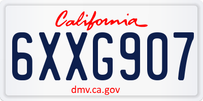 CA license plate 6XXG907