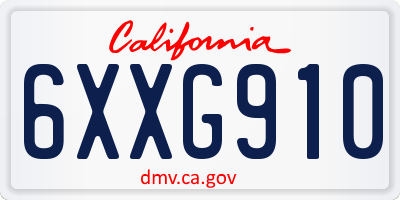 CA license plate 6XXG910