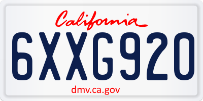 CA license plate 6XXG920