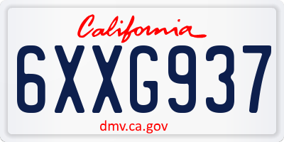 CA license plate 6XXG937