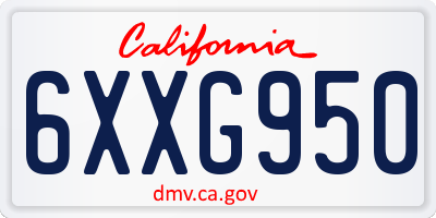 CA license plate 6XXG950