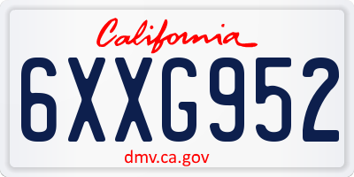 CA license plate 6XXG952