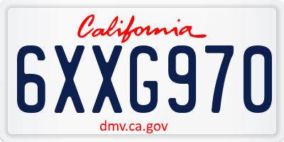 CA license plate 6XXG970