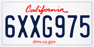 CA license plate 6XXG975