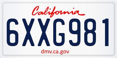 CA license plate 6XXG981