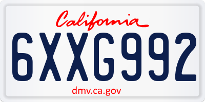 CA license plate 6XXG992