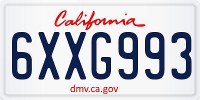 CA license plate 6XXG993
