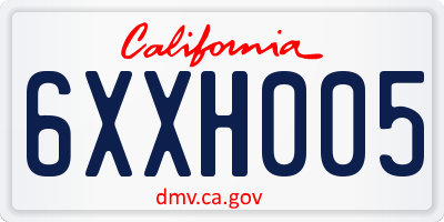 CA license plate 6XXH005