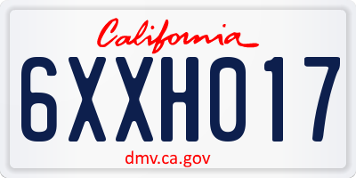 CA license plate 6XXH017