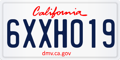 CA license plate 6XXH019