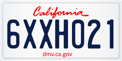 CA license plate 6XXH021