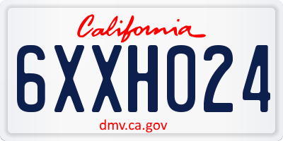 CA license plate 6XXH024