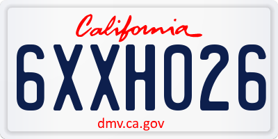 CA license plate 6XXH026