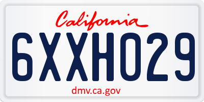 CA license plate 6XXH029