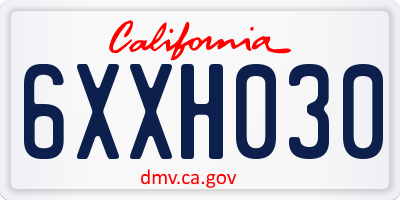 CA license plate 6XXH030