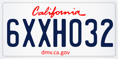 CA license plate 6XXH032
