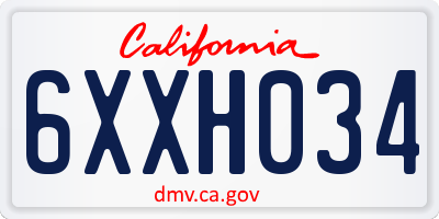 CA license plate 6XXH034