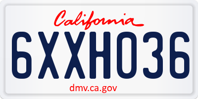 CA license plate 6XXH036