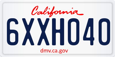 CA license plate 6XXH040