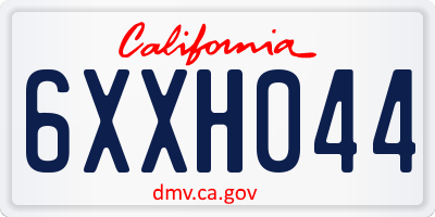CA license plate 6XXH044