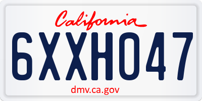 CA license plate 6XXH047