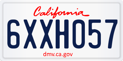 CA license plate 6XXH057