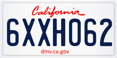 CA license plate 6XXH062