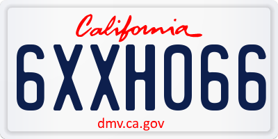 CA license plate 6XXH066