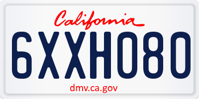 CA license plate 6XXH080
