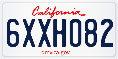 CA license plate 6XXH082