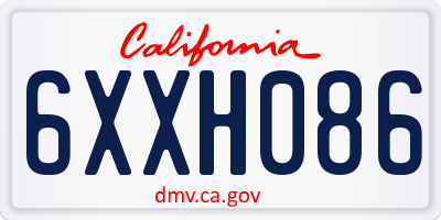 CA license plate 6XXH086