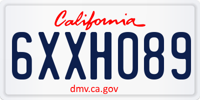 CA license plate 6XXH089
