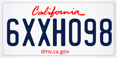 CA license plate 6XXH098