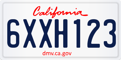 CA license plate 6XXH123
