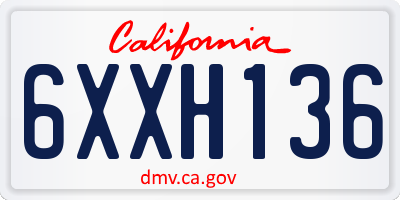 CA license plate 6XXH136
