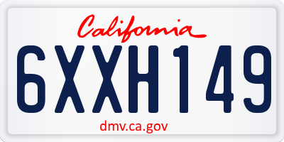 CA license plate 6XXH149