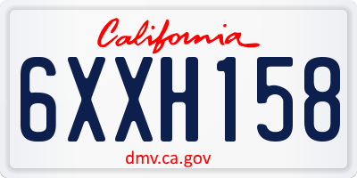 CA license plate 6XXH158