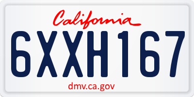 CA license plate 6XXH167
