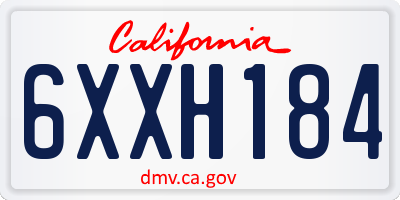 CA license plate 6XXH184
