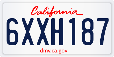 CA license plate 6XXH187