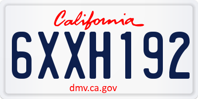 CA license plate 6XXH192